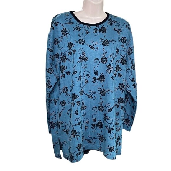 Womens Pullover Sweeter Knit Floral Top Carolyn Taylor Size 1x Vintage  u - Picture 1 of 9